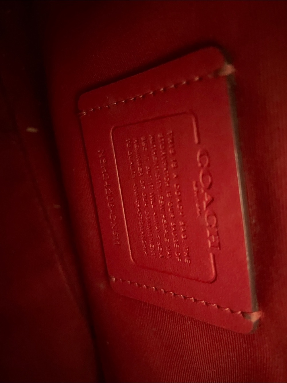 Coach Brown Signature Tote with Red Straps - Picture 3 of 8